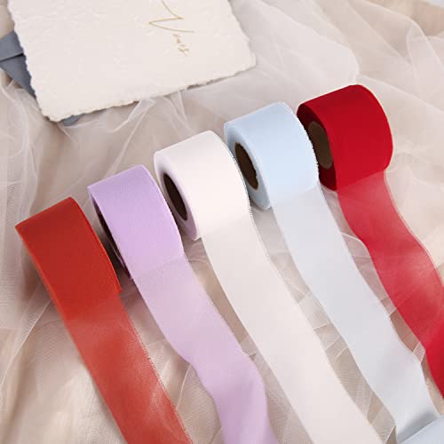 Cakasi Handmade Fringe Chiffon Ribbon Light Purple 21Yd Chiffon Silk Ribbon 1-3/4" X 1 Rolls For Wedding Invitations Bridal Bouquets Backdrop Decorations Invitations Gift Wrapping Diy Crafts #TOP6