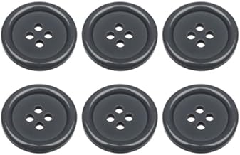 Pack of 6 Grey Sew on 20mm Round Buttons Flat 4 Holes 32L 32 Ligne