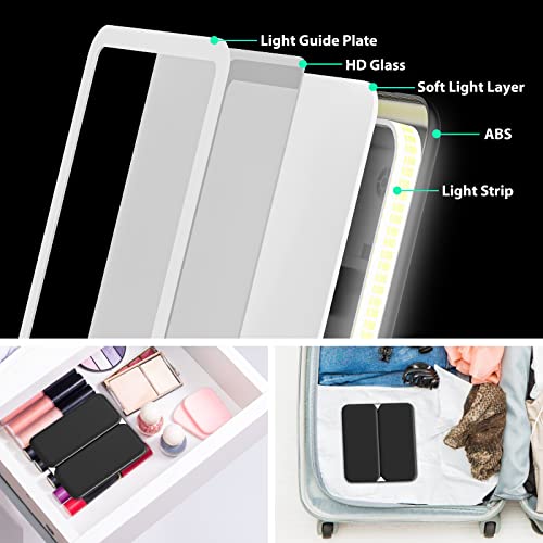 Yibeiup Rechargeable Makeup Mirror With 3 Color Lights, Tri-Fold Vanity Mirror With 3X 7X Magnifying Mirror, Portable Travel Light Up Mirror, Tabletop Wall Mounted Mirror With 64 Led Lights (Black) #TOP5
