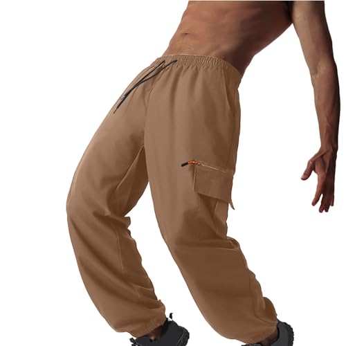 Cargo Pants for Men Casual Drawstring Elastic Waist Pant Elastic Bottom Comfy Work Trousers with Multi Pockets4
