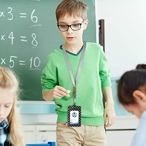 Moudou Polka Dot Id Badge Holder With Lanyard, Vertical Leather Id Badge Card Holder For Office Staff, School Teacher And Student #TOP4