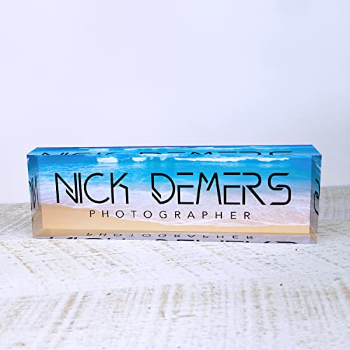 Artblox Personalized Name Plate For Desk | Black & White Marble Design On Clear Acrylic Glass | Custom Plaque Desk Name Plate Personalized Your Name And Credentials Office Office Sign Engraved Plaque