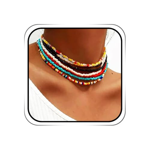 ACEDRE Boho Beaded Choker Necklace Set (7pcs)