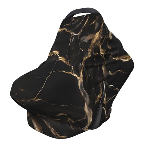 XZDHYZ Black Gold Marble Versatile full-print Stroller Chair Cover/Nursing Cover, specially designed for your baby