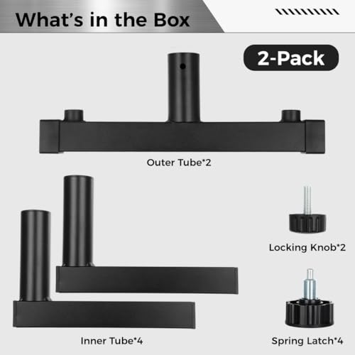 Anjetan Dual Speaker Pole Mounts, Adjustable 15.7\"-22.8\" Width, 1 3/8\" Poles Speakers Mounting Stand Bar Adapter for DJ Speaker (Black)