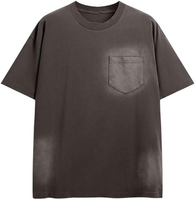 Retro Loose Short Sleeves Cotton Round Neck Pullover T-Shirt Breathable Sweat-Wicking Sports Vest