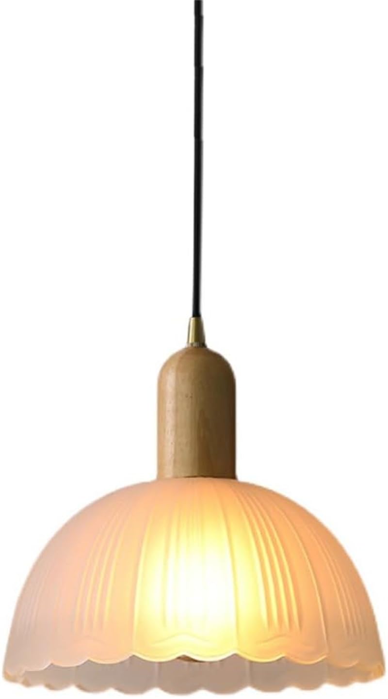 Suspension en verre dépoli blanc et bois de qualité supérieure pour couloir et bar