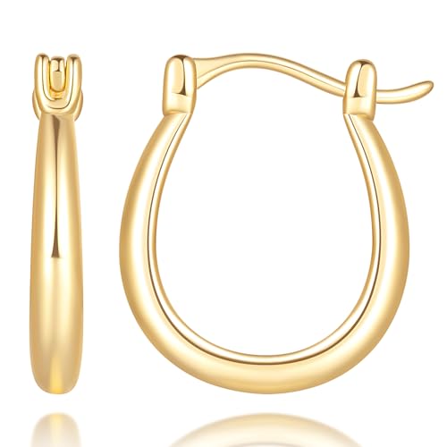 Gold Hoop Earrings 14K Gold Hoop Earrings for Women Earring U-shaped Small Hoops Earring for Women 16/25/30/35mm