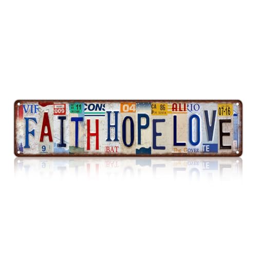 Vintage Faith Hope love Wall Decor Street Signs Home Bar Coffee Metal Tin Signs 16 x 4 Inches