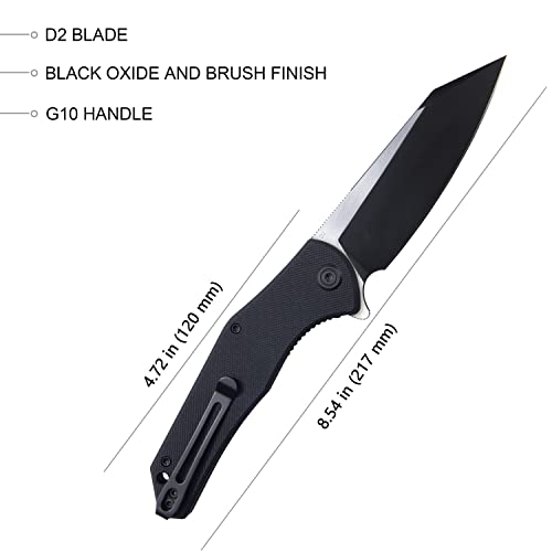 Kubey Ku158C Flash Folding Camping Knife G10 Handle And 3.8 Inch D2 Blade Ball Bearing Pocket Knives For Hiking Hunting And Camping #TOP1