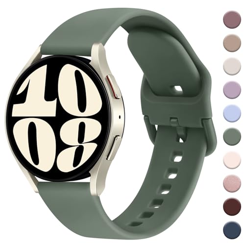 AK for Samsung Galaxy Watch 6 Band 40mm 44mm / Galaxy Watch 6 Classic Bands 43mm 47mm, 20mm Soft Sport Band Adjustable Replacement Strap for Galaxy Watch 6 Band Women Men (Avocado Green)