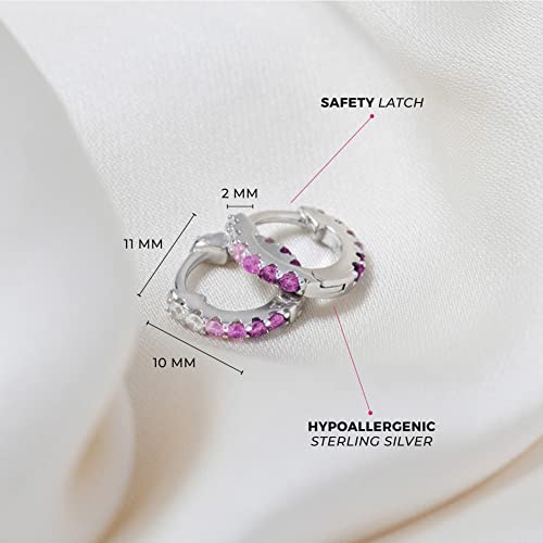 925 Sterling Silver Small & Cute 7mm Cubic Zirconia Extra Small Huggie Hoop Earrings for Girls - Fashionable Pave CZ Earrings for Infants & Toddlers - Great Tiny Gift for Birthdays4