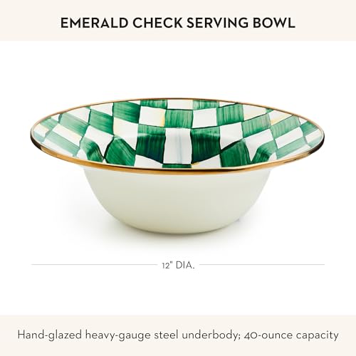 MACKENZIE-CHILDS Enamel Serving Bowl, Serveware and Kitchen Decor, 40-Ounce Capacity, Green-and-White Emerald Check by MACKENZIE-CHILDS - Image 4