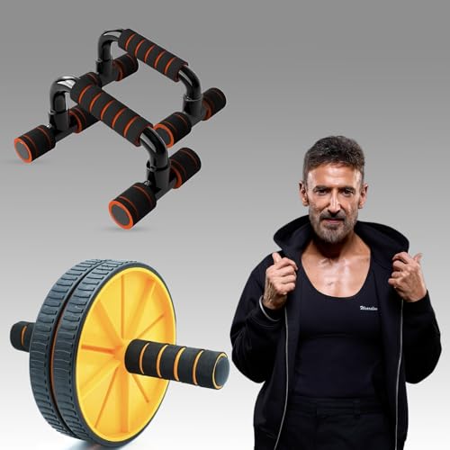 Wearslim Professional Ab Roller and Push Up Stand Bar Combo | Dips Stand for Calisthenics, Handstand Bars | Abs Workout Equipment & Home Gym Strength Training for Men & Women