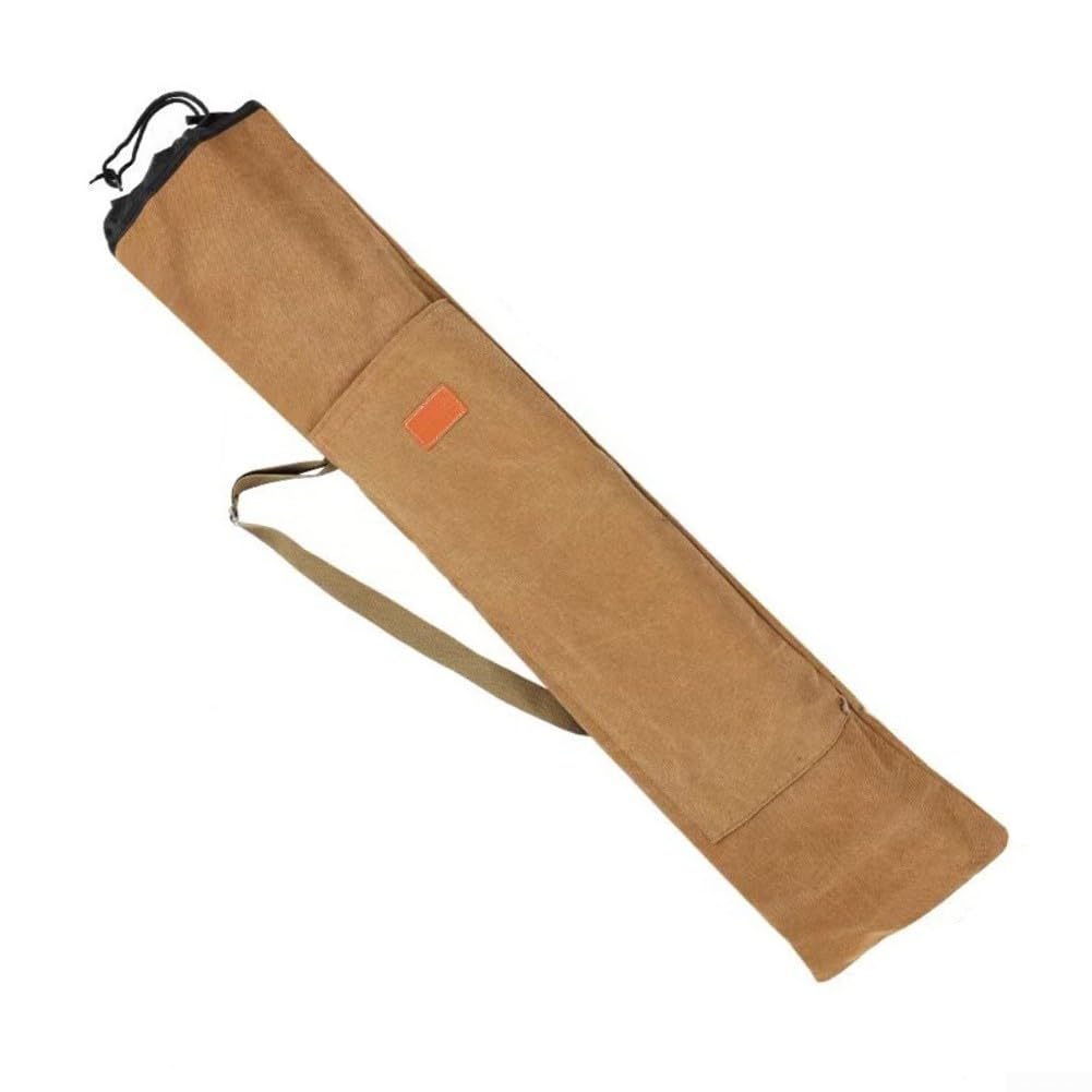 RemixAst Waterproof Canvas Fishing Rod Bag 140cm Large Capacity Tackle Storage with Foldable Portable Design and Elastic Closure for Organizing Umbrellas Rods Nets Outdoor Angling Trips(Brown 1.2M)