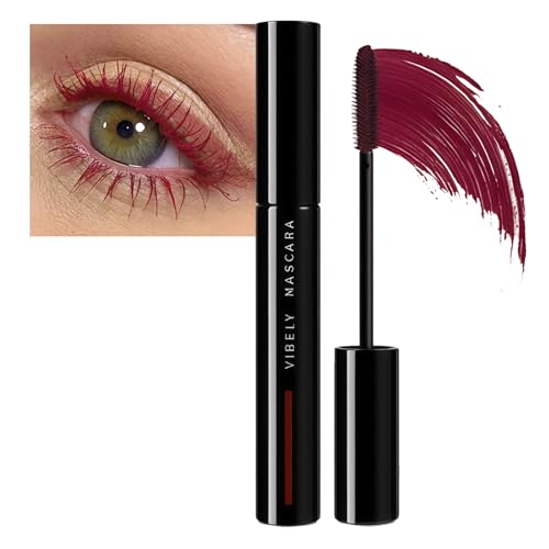 Burgundy Mascara, Plum Red Coloured Tubing Mascara, Volumizing and Thickening Highly Pigmented Long Lasting Makeup Primer for Eyes
