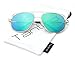 Tantino® Futuristic Double Bridge Aviator Mirror Lens Sunglasses (Green, UV400)
