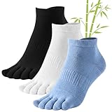Soxsense Bamboo Viscose Soft Breathable Athletc Toe Socks Ankle Low Cut Casual Finger Socks Non Slip for Men Women 3 Pairs (US, Alpha, Large, Regular, Regular, 3Mix Color)