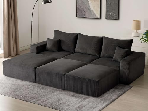 Sectional Modern Sleeper Sofa Bed Couches for Living Room-113 Black