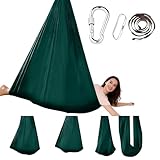 Forbabe Aerial Yoga Hängematte Set, 280 x 150 cm Yoga Schaukel für Home Studio Fitness Belastbar bis 200kg für Training & Dehnung (Grün)