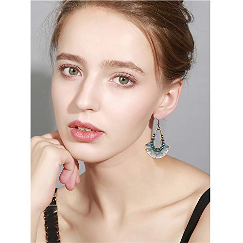 Boho Chic Handmade Hollow Shield Shape with Hammered Drop Earrings Vintage Statement Dangle Earring For Women (Bronze)3