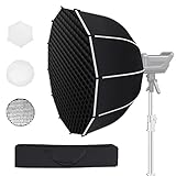 Bowens Mount Parabolic Softbox, Upgraded One-Step Quick Installation, Takerers 33.5' Deep Parabolic Softbox Diffuser with Honeycomb Grid, Compatible for Aputure/Smallrig/Neewer/GVM Lights, Flash