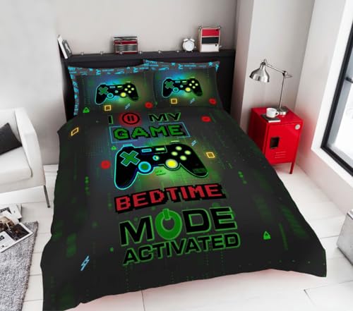 SINGLE Duvet Cover Set Neon Computer Games Video Gamer Controller Gaming Bedding