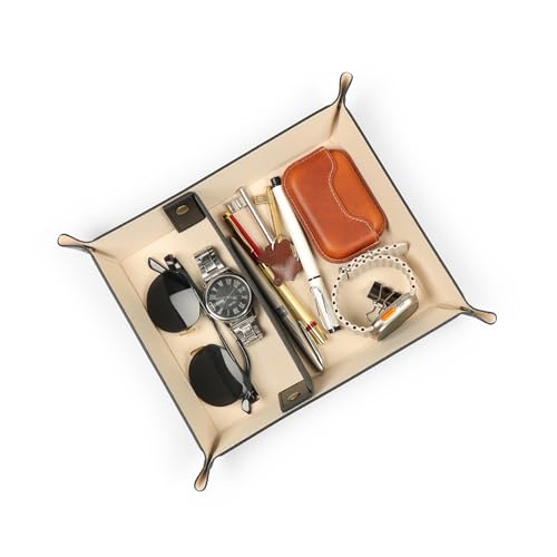 Londo Leather Tray Organizer - Practical Lightweight Water Resistant Computer Table Desk Storage Box for Wallets, Watches, Keys, Coins, Cell Phones and Office Equipment - Thumbnail 6