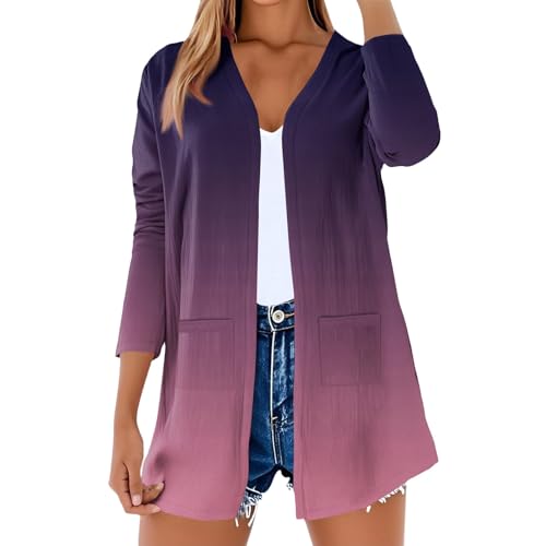 Cardigans for Women Lightweight,Trendy Long Sleeve Dressy Open Front Thin Long Cardigan Flowy Floral Jackets