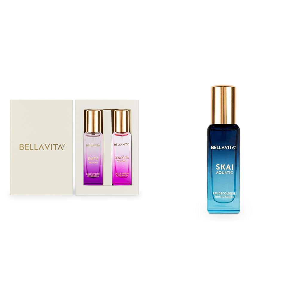 Bella Vita Luxury Date & Senorita Woman Combo With Jasmine Vanilla Lotus & Musk Fragrance Scent Pack Of 2 20 Ml Each Skai Aquatic Unisex Liquid Eau De Cologne,Assorted-picture-38
