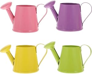 SUPVOX Mini Watering can Set of 4 Small Metal Watering Cans for Indoor Gardening Kids Teaching Tools and Photography Props 3.34 Inch