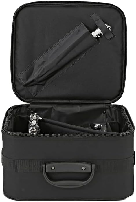 Open custom carry bag for Pearl Eliminator Double Bass Drum Pedal, showing interior.