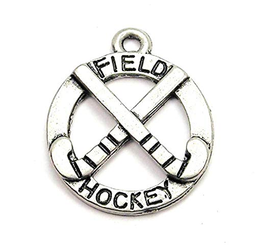 Field Hockey with Crossed Sticks 22mm Hand Cast Pewter Charm