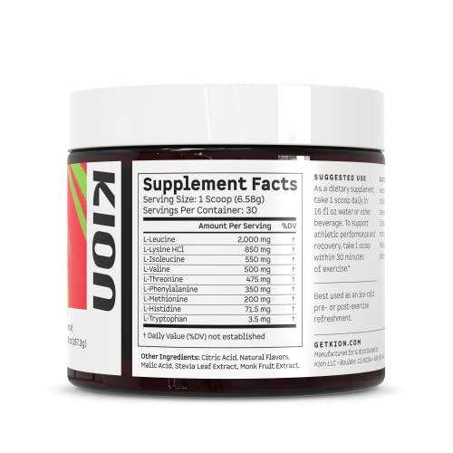 Kion Essential Amino Acids Powder - Amino Acids Supplement For Muscle Recovery, Essential Amino Energy Without Caffeine, Eaas Amino Acids Powder, Bcaas Amino Acids - 30 Servings, Watermelon #TOP6