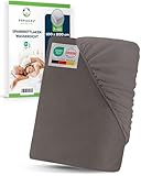 Sensalou Wasserdichtes Spannbettlaken 100 x 200 cm Grau – Matratzenschutz Spannbettlaken mit Frottee Oberfläche für Einzelbett und Boxspringbett – Geräuscharmer Nässeschutz Matratzenschoner Dermatest
