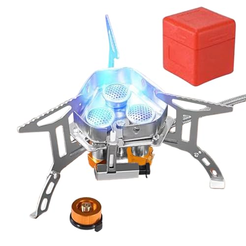 Hornillo de senderismo con quemador antiviento de encendido piezoeléctrico. Hornillo de gas de camping de 12800 W para pícnic, para actividades al aire libre y en interiores, senderismo, escalada