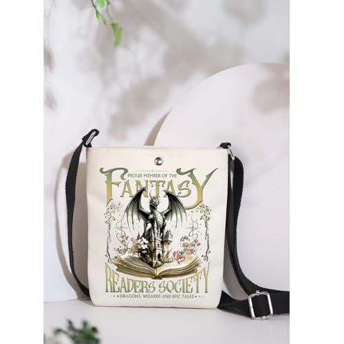 MAOFAED Proud Members of Fantasy Readers Society Crossbody Bag, Mythical Creature Lover Gift, Book Dragon Gift3