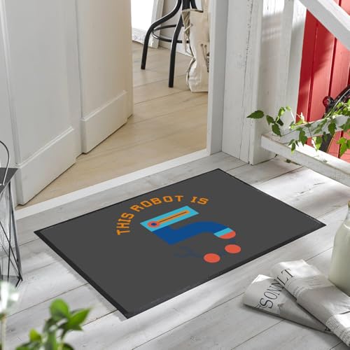 Paillasson noir 60x40cm robot machine tapis d'entrée original - 6