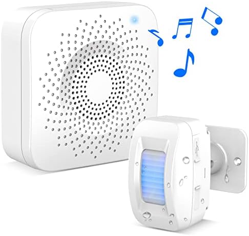 Driveway Alarms Wireless Outside Weatherproof - Motion Sensor Alarms System Motion Detector Plug-in Receiver Loud Chimes Security Alert Monitor System 500FT Long Range Outdoor Alarms Detection
