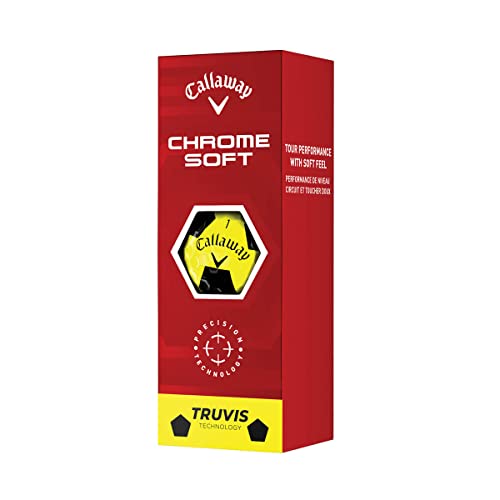 Callaway Bolas de golfe macias cromadas Golf 2022, Truvis amarelo/preto