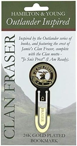 Outlander Inspired 24K Gold Plated Traditional Scottish Design Clan Fraser Bookmark 'Je Suis Prest' - 'I Am Ready'