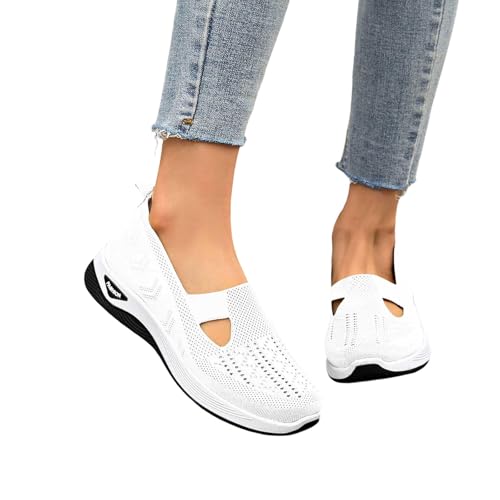 schuhe weite k damen, Orthopädische Schuhe Damen Sommer Weite H Walkingschuhe Gesundheitsschuhe Leicht Hallux Valgus Atmungsaktive Sommerschuhe Sneaker Bequeme Outdoor Turnschuhe Schlupfschuhe Weiß 41