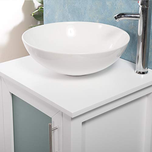 Qierao 20" Bathroom Vanity With Sink Combo Stand Cabinet And White Ceramic Vessel Sink And Stainless Steel Faucet, White #TOP4