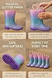 A2Z 4 Kids Girls Glitter Rainbow Gradient Wellington Boots Heart Handle - Wellies 1415 Gradient 13 UK Child - Image 4