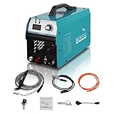 50 Amp Pilot Arc Plasma Cutter with Built in Air Compressor, HF High Frequency Cutting Machine, 110V/220V Dual Power, Portable Metal Cutter for Auto Body Repair, Home Workshop and DIY Projects