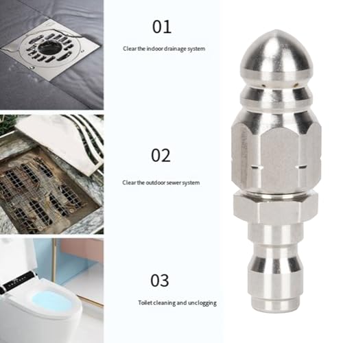 Boquilla destapacaños de 360 grados, rosca de 1/4 pulgada, herramienta industrial para eliminación de obstrucciones en tuberías para uso doméstico y comercial miniatura 5