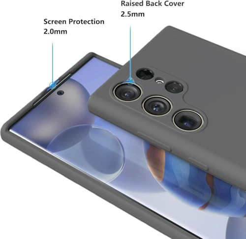 Image of DIZORO Microfiber Candy Case Compatible for Samsung S24 Ultra Smooth Touch Cushion Liquid Soft Silicone Gel Rubber Phone Cases Non-Slip Full Body Shockproof Back Cover (New Dark Gr)