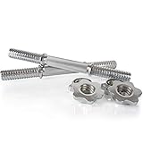 ScSPORTS® Kurzhantelstange, 2er Set je 35,5 cm Ø 30 mm, Hantelstange kurz mit Sternverschlüssen, Stahl verchromt - Kurzhantel massiv & gerändelt