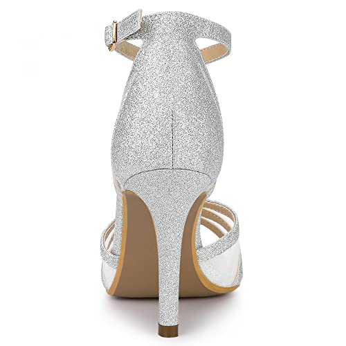 Image of Allegra K Women's Glitter Ankle Strap Stiletto Heels Sandals