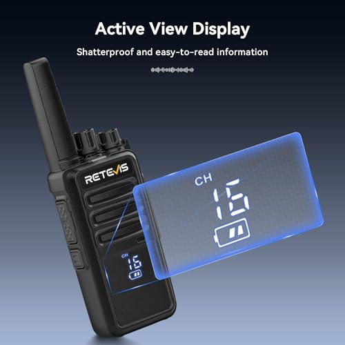 Retevis RT668H Walkie Talkie, Funkgerät mit Verstecktem Display, Wiederaufladbarer Typ-C 1200 mAh, VOX, Rauschsperre, Robust, Walki Talki für Familienreiten, Geschenk (Schwarz, 2 Stück)